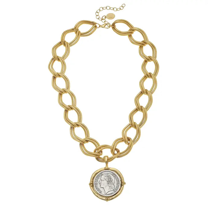 Susan Shaw Gold & Silver Coin Necklace