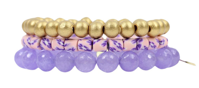 Stretchy Stack Floral/Purple Bracelet