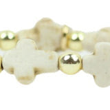 Stacker Stretch White Cross Bracelet