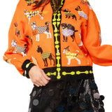 Load image into Gallery viewer, QOS Orange Halloween Dogs Button Up Cardigan
