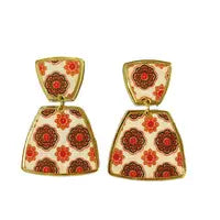 Rounded Trap Statement Brown Retro Earrings