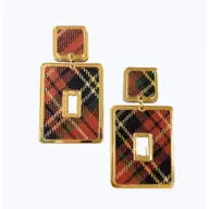 Load image into Gallery viewer, Rectangle Fall Plaid Earrings

