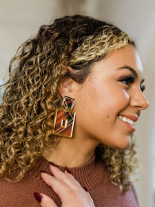 Rectangle Fall Plaid Earrings