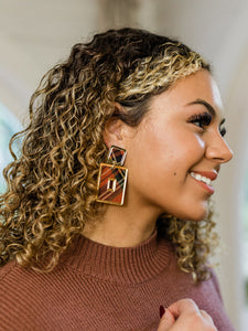 Rectangle Fall Plaid Earrings