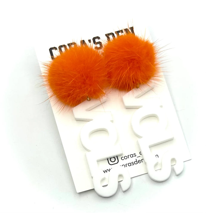 Orange Puff Vols Earrings